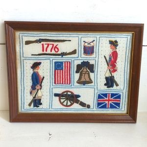 Vintage Americana Crewelwork Sampler